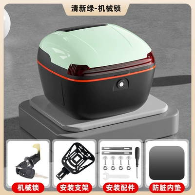 and Durable, Universal Storage Trunk, Motorcycle trunk - universal-heightening-bracket-model-fresh-green-mechanical-lock-comes-with-installation-accessories-inner-pad