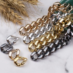 ABS塑料UV電鍍17*21金色鏈條子環插扣開口圈DIY飾品包包配件散裝
