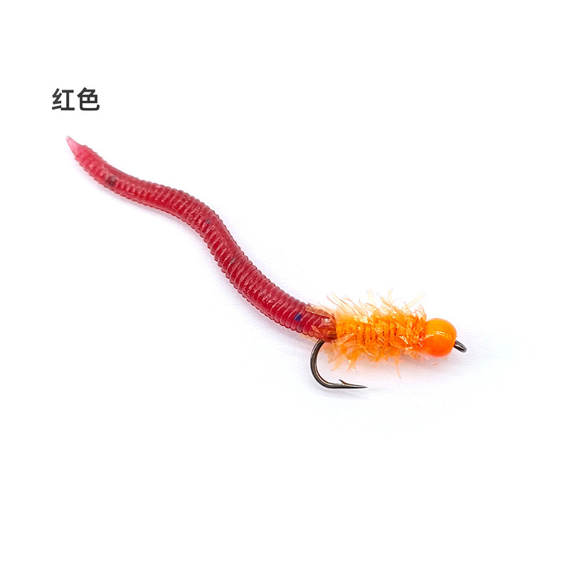 白鹭飞 WY1087蚯蚓蠕虫Squirmy Worm fly 飞蝇路亚飞钓拟饵假饵飞|undefined