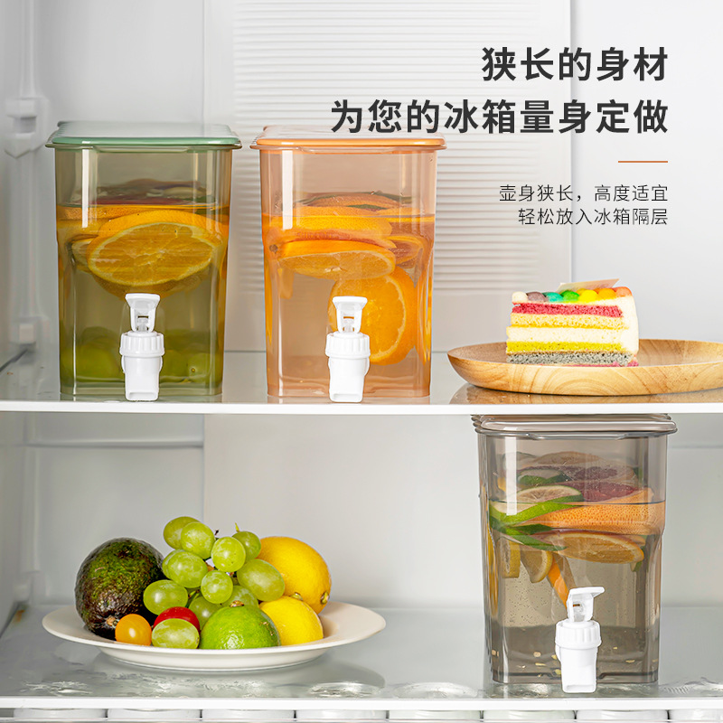 Botella de agua fría con grifo horizontal poner refrigerador botella de agua fría hogar de verano gran capacidad resistente a la caída tanque de agua fría engrosada