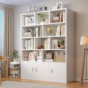 Simple Bookshelf Floor-Standing Wall-Mounted Living Room Storage Rack Layered Storage Rack Storage Cabinet Modern Home Bookcase Bookshelf