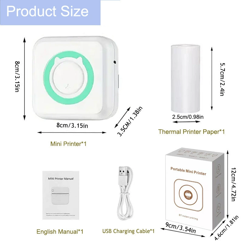 Карманный ручной принтер, Bluetooth