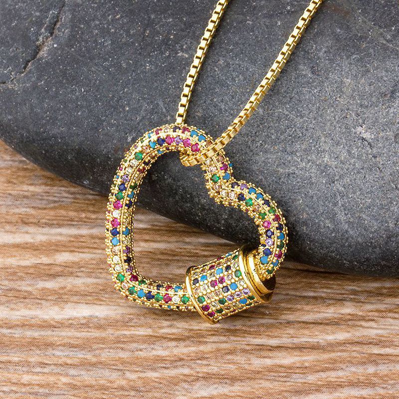 Classic copper necklace with zircon heart shaped