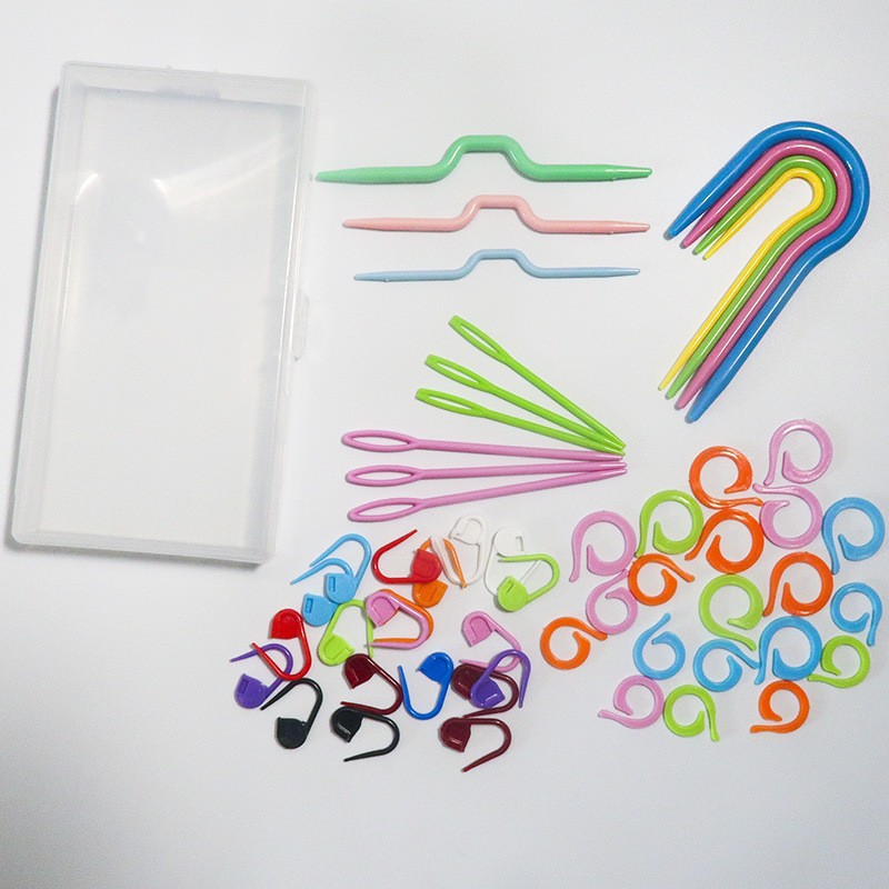 Transfronterizo 10 cuadrículas 120 piezas de plástico en caja pequeños alfileres, marcas, hebillas, suéteres, herramientas de tejido, materiales de bricolaje