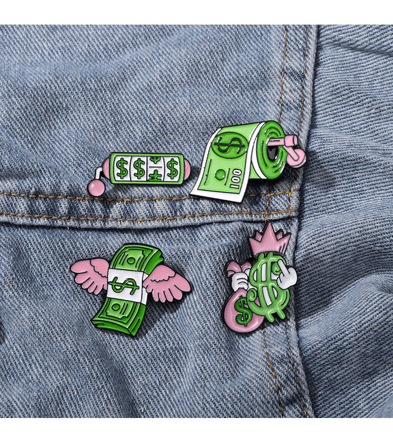 Unisex Gender Cute Modern Style Pin Letter Dollar Alloy Enamel Unisex Brooches