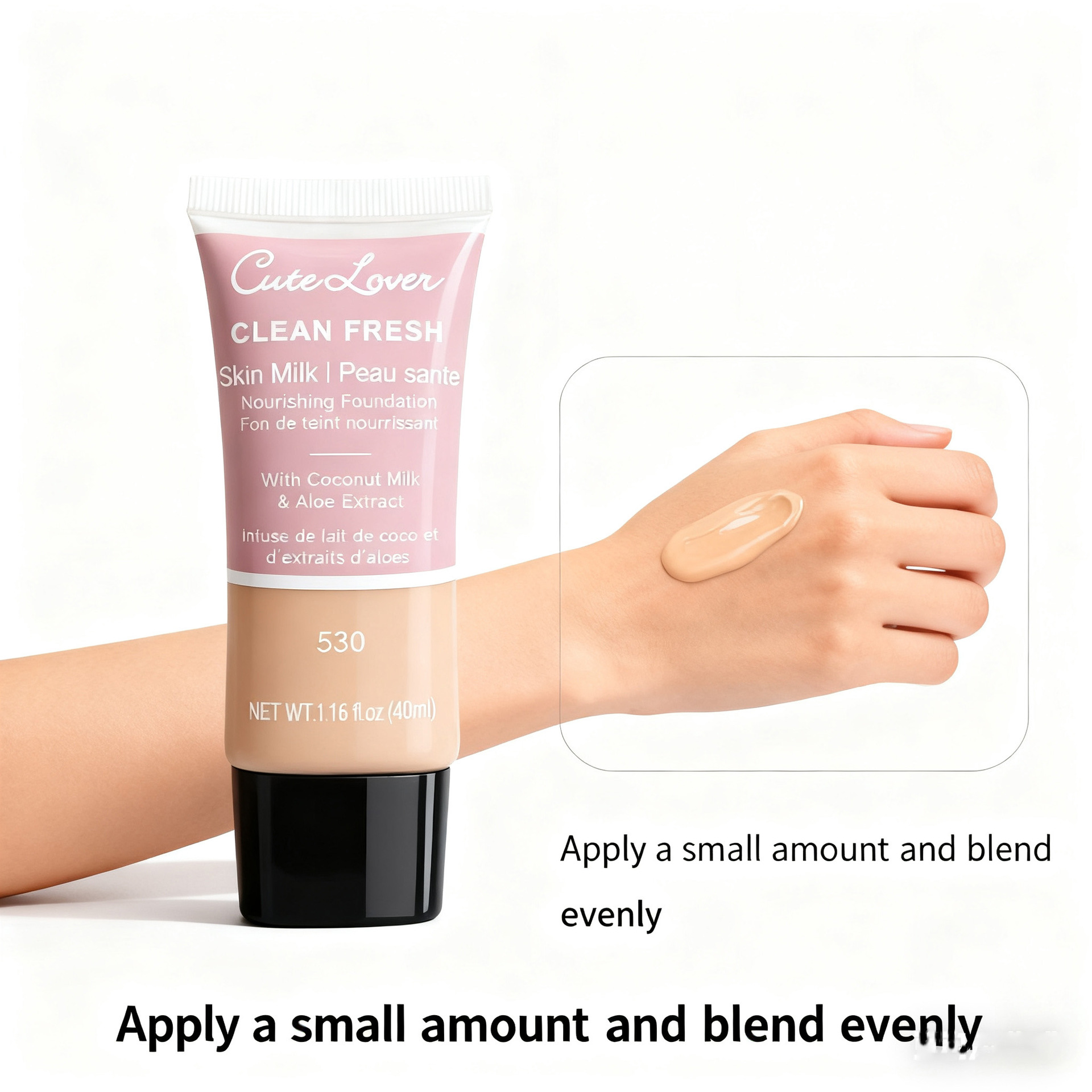 CUTELOVE Base de maquillaje ligero de color natural, suave, humectante, brillante, mate, transparente y brillante.