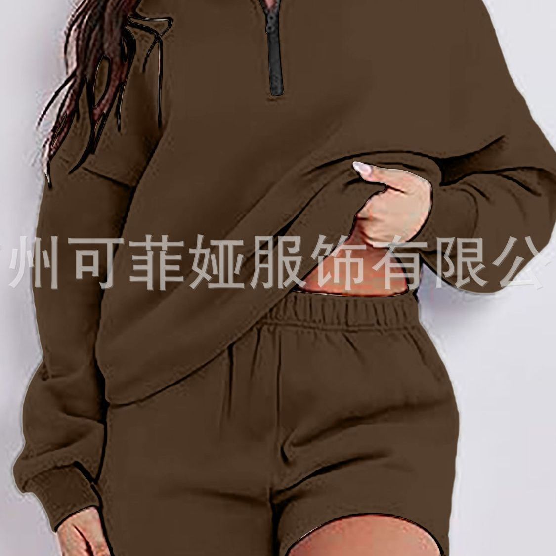 23 transfronteriza otoño nuevo desgaste del hogar traje pullover cuello abierto de manga larga cómodo pijama casual corto traje deportivo de las mujeres