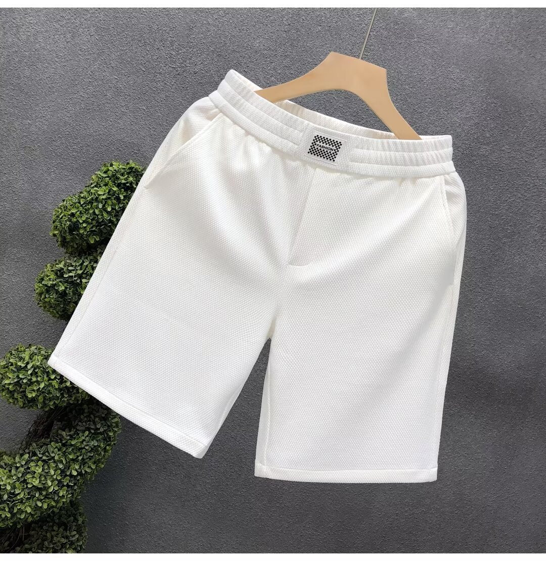 Luxury White Men's Casual Sports Shorts Trendy Brand Five Point Pants Summer Bottoms for Men_viptrois.com