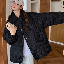 R5216菱格棉服女新款面包服宽松内胆羊羔毛韩版大码装外套跨境女