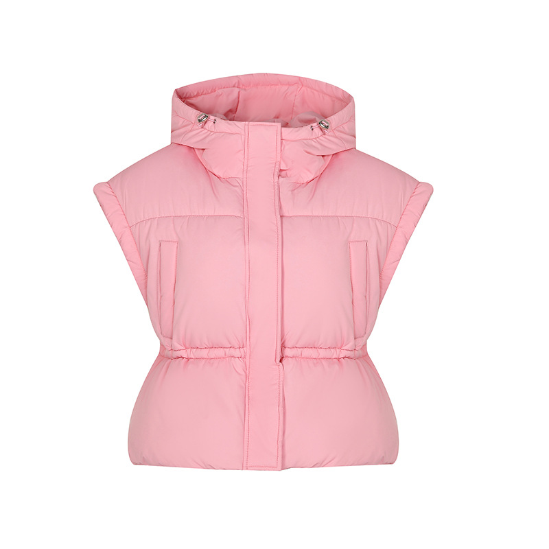 Comercio exterior pequeño viento fragante chaleco de algodón con capuchón mujer 2024 invierno nuevo temperamento simple cintura delgada abrigo de hombro de algodón