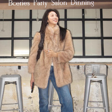 宅女同款 仿真狐狸毛宽松大宽肩直筒立领中长款环保皮草外套25秋
