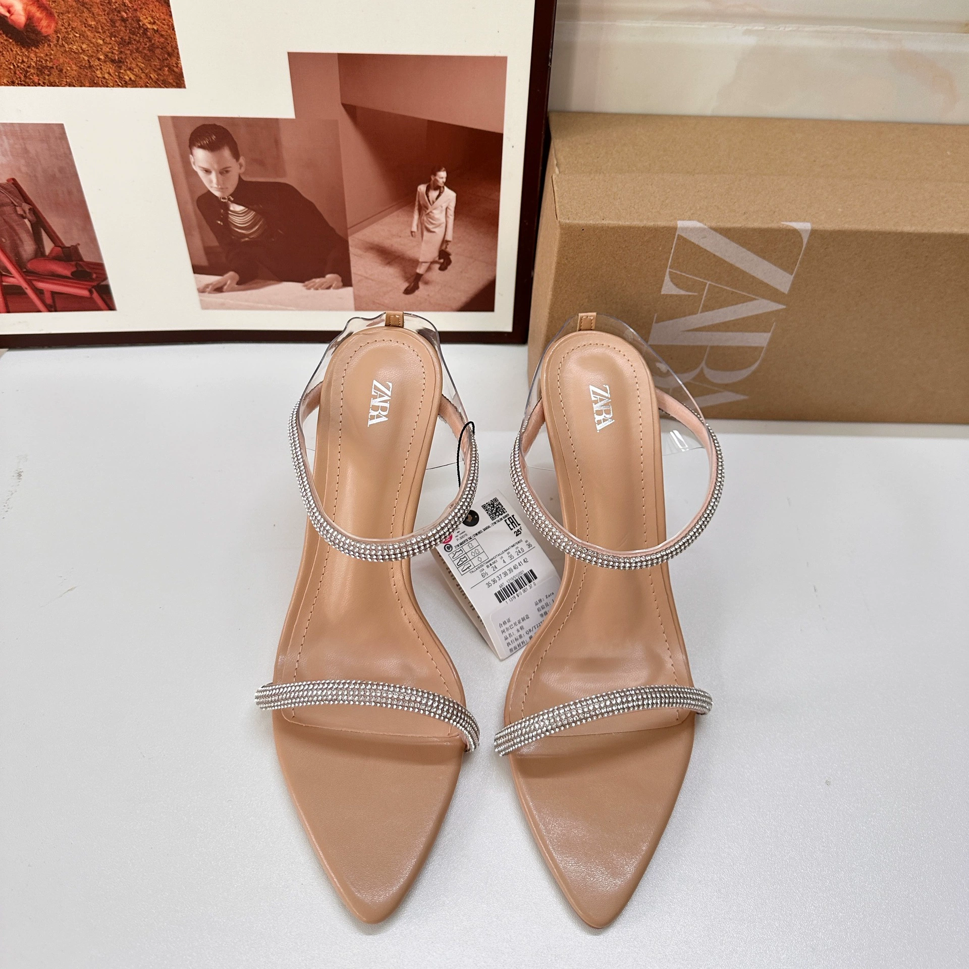 Сандалии летние модные Zara PVC низкий профиль, французский стиль