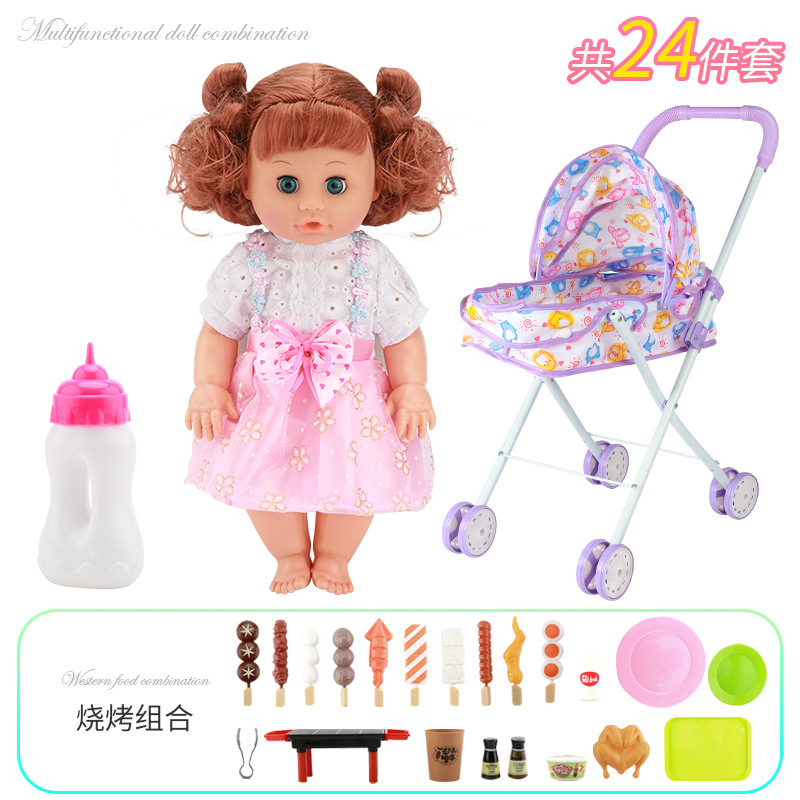 Fábrica directa de juguetes para niños en casa beberán agua, orinarán y cantarán simulación de muñecas conjuntos de juguetes de alimentos