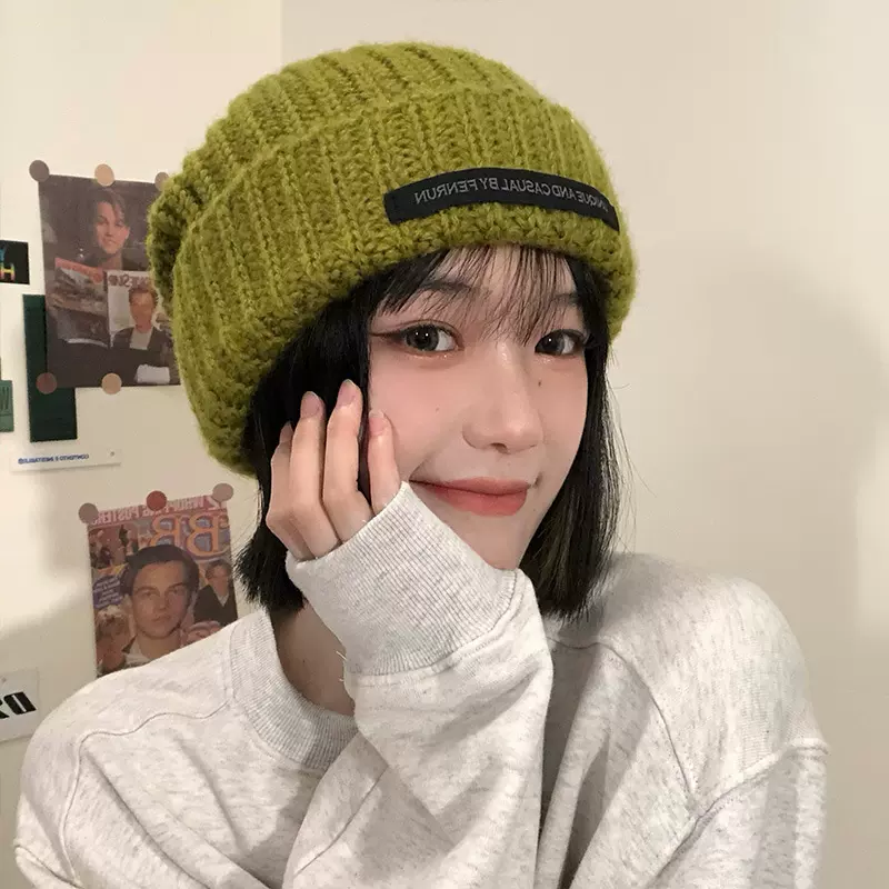 大头围显脸小帽子女秋冬宽松黑色毛线帽冷帽百搭护耳保暖针织帽子