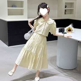 女童夏季短袖套装裙2026新款衬衫女大童夏装半身裙夏款儿童两件套