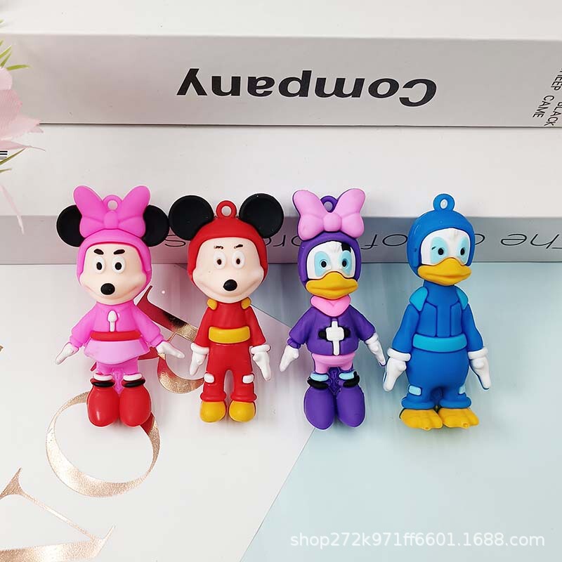 New Cartoon Mickey Minnie Keychain Donald Duck Daisy Soft Rubber Backpack Pendant Primary School Student Reward Small Gift