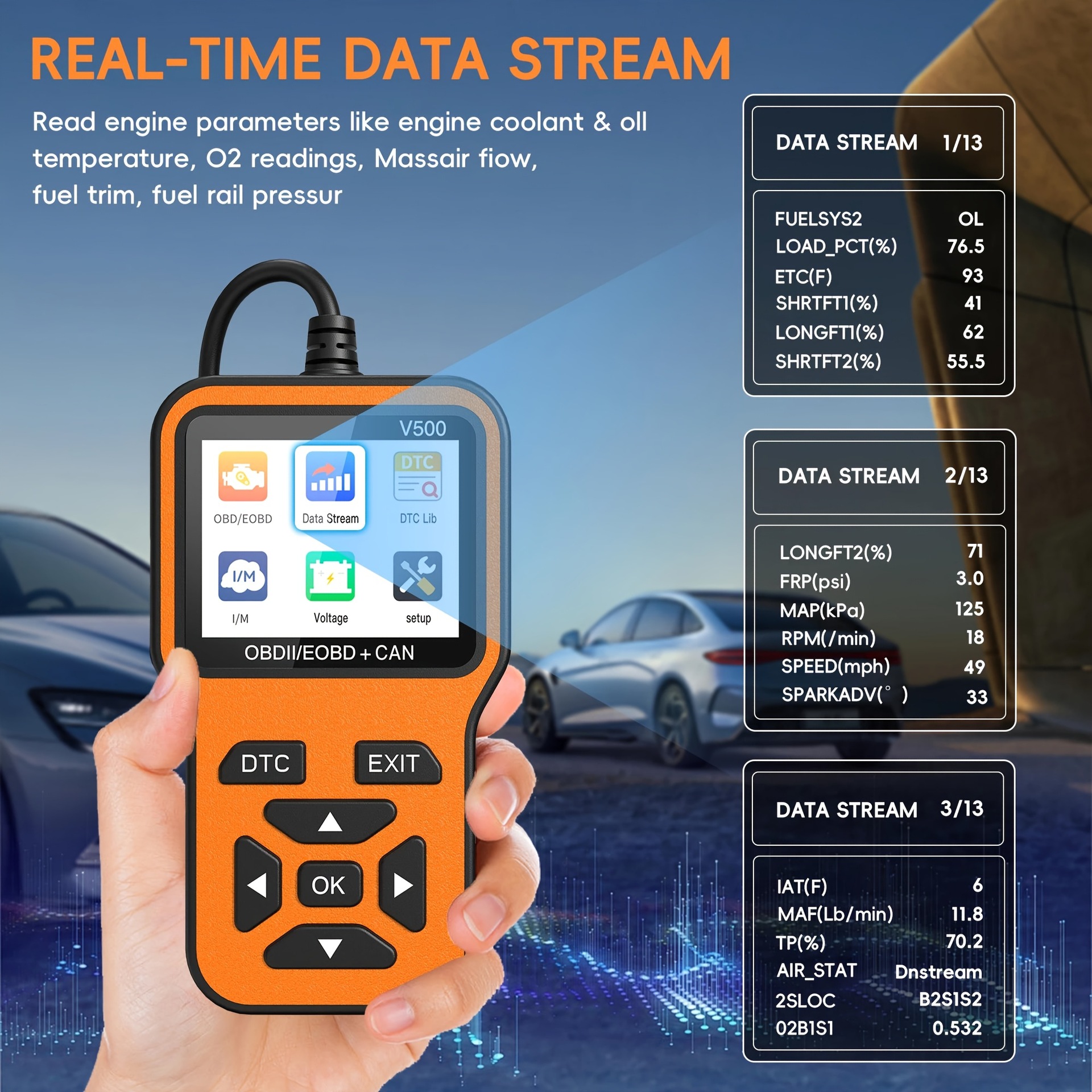 V500 Car Fault Detector Obd Engine Fault Light Clearing Code Reader Obd2 Dedicated for Fuel-Powered Vehicles
