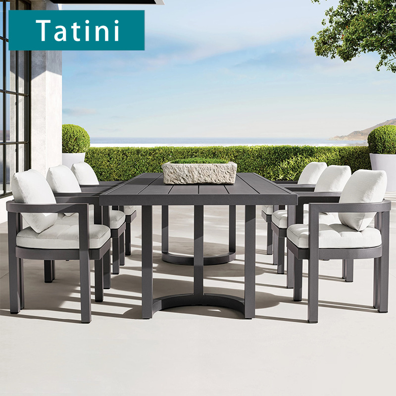 Mesa y silla de madera sólida al aire libre patio villa al aire libre anticorrosión teca ocio jardín al aire libre combinación de muebles impermeables y protectores solares