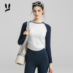 瑜伽服女2025新款快干长袖T恤普拉提训练服跑步运动健身服女上衣