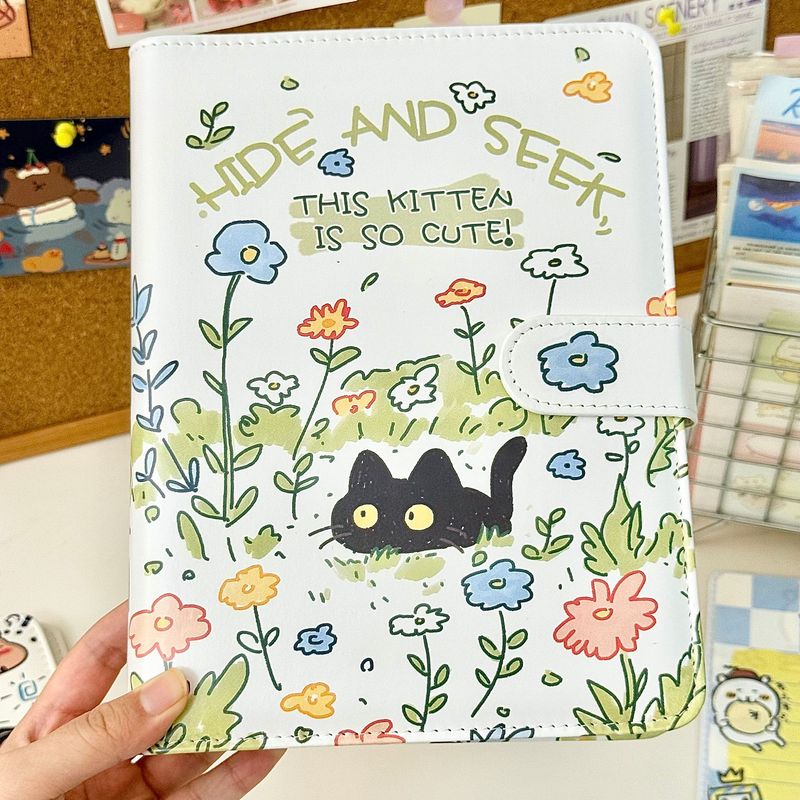 小馋猫活页本a5笔记本高颜值pu皮质本少女学生可爱随心配本子封面|undefined