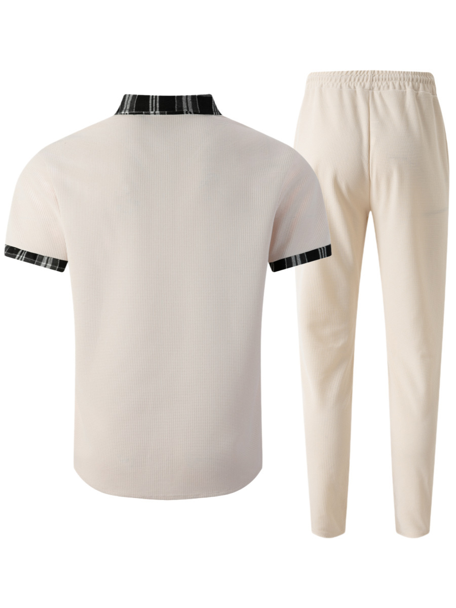 Completo uomo camicia e pantaloni in tessuto nido d'ape_voghion.com