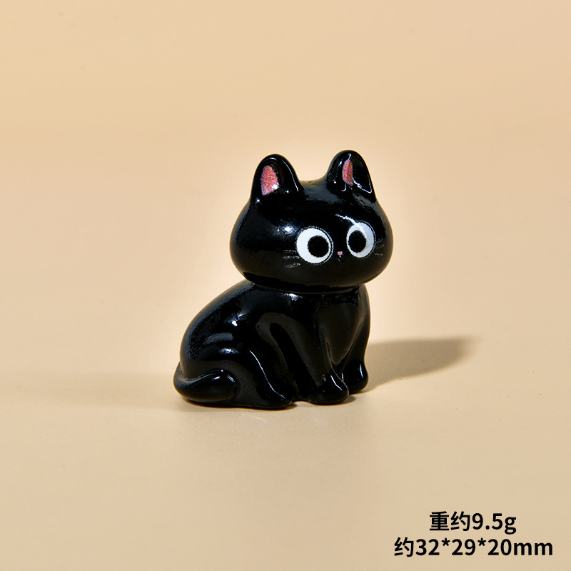 漫画立体小さな黒猫動物樹脂かわいい diy クリエイティブキーホルダージュエリーアクセサリーデスクトップ車の装飾品|undefined