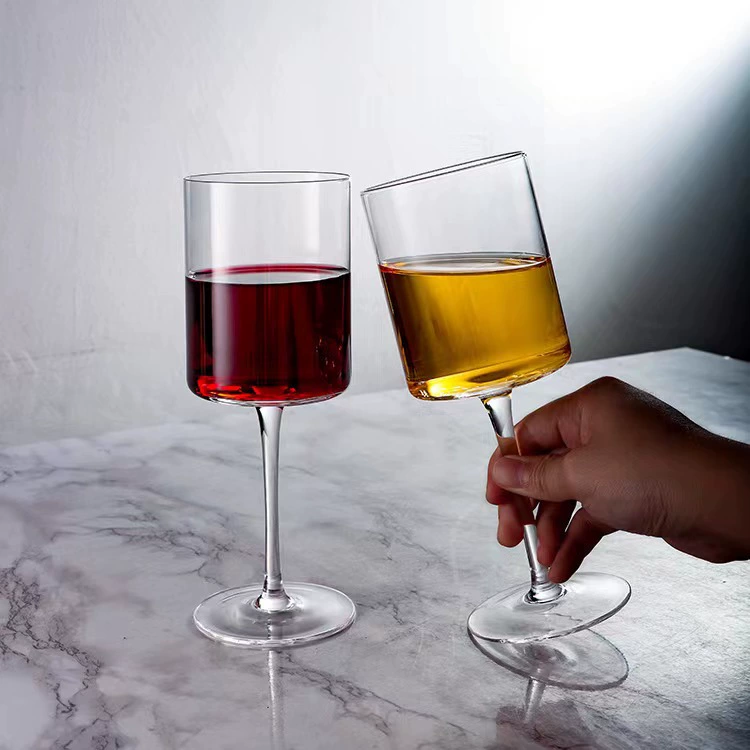 Square Crystal Wine Glass — Creative Stemware for Home, Transparent, Small & Large