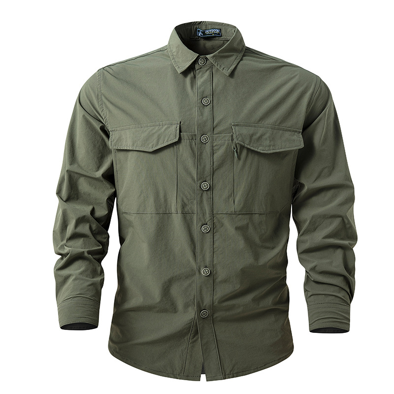 2024 transfronterizos Europa y Estados Unidos otoño hombre camisa de trabajo chaqueta de manga larga de hombre chaqueta de color sólido comercio exterior