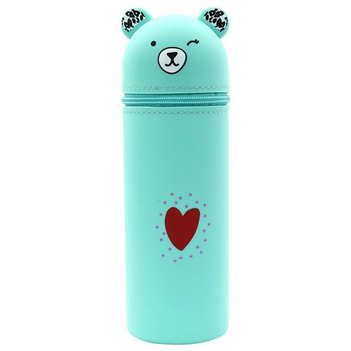 Bear Creative Stationery Pencil Case Student Supplies Pen Pot Festival Gift Beauty Storage Box Silicone Portable Pencil Box