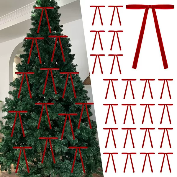 Long Velvet Bow Christmas Wreath Hanging Decoration Bow Gift Bow Home Decoration Christmas Tree Decoration