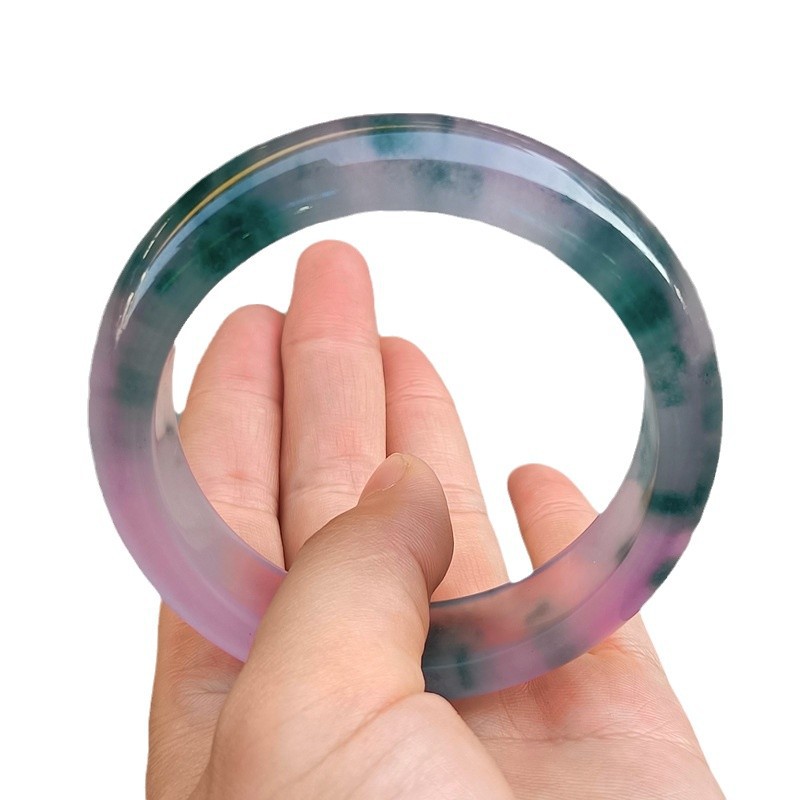 (2개) 신장 금실크 옥 팔찌 옥급 얼음꽃 타이어 팔찌 허톈 옥 얇은 원형 스트립 석영암 뷰티 팔찌