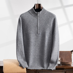Half Turtleneck Knitwear Autumn and Winter New Cashmere Thickeneded Heavy Pullover Half Zipper Knitwear Bottoming Knitwear Casual