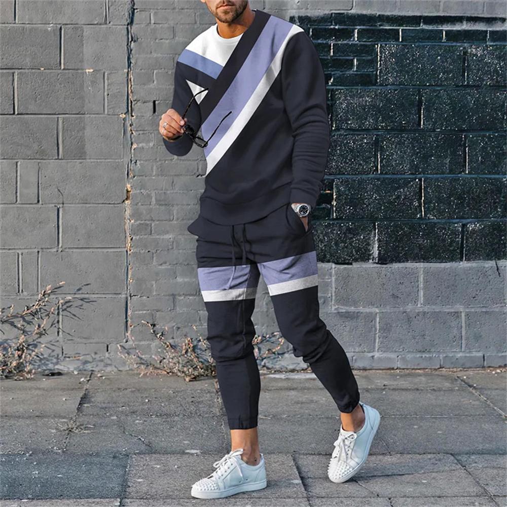 Comercio exterior transfronterizo Europa y América 3D impresión digital retro cuello redondo suéter pantalones traje ME1-ML1