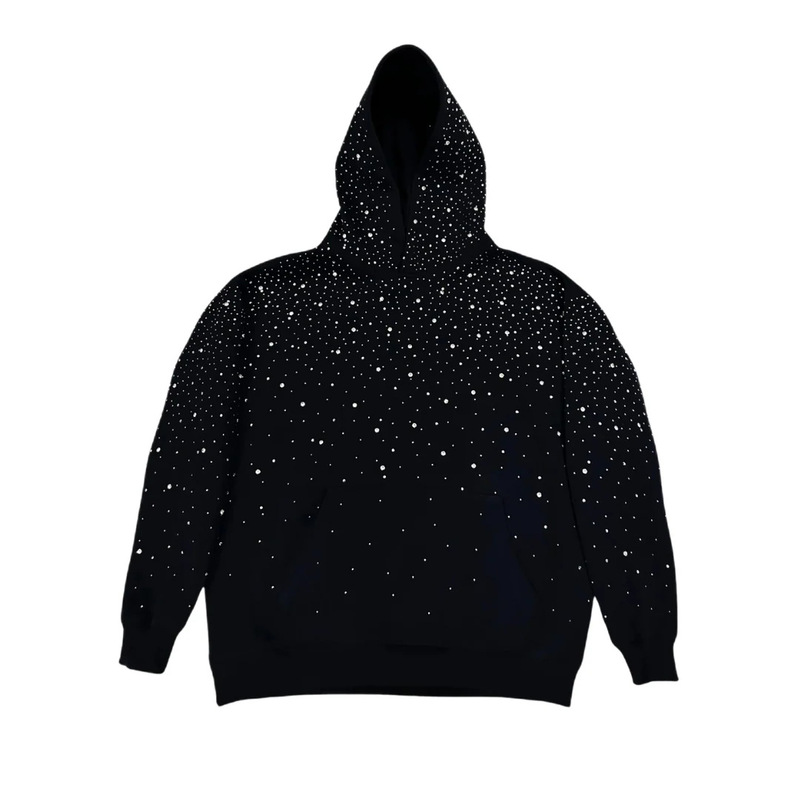 Ins Hot-Selling Rhinestone Starry Sky Sweatshirt and Sweatpants for Couples, Cross-Border European and American Street Fashion Rhinestone-Studded Zipper Hoodie Wholesale