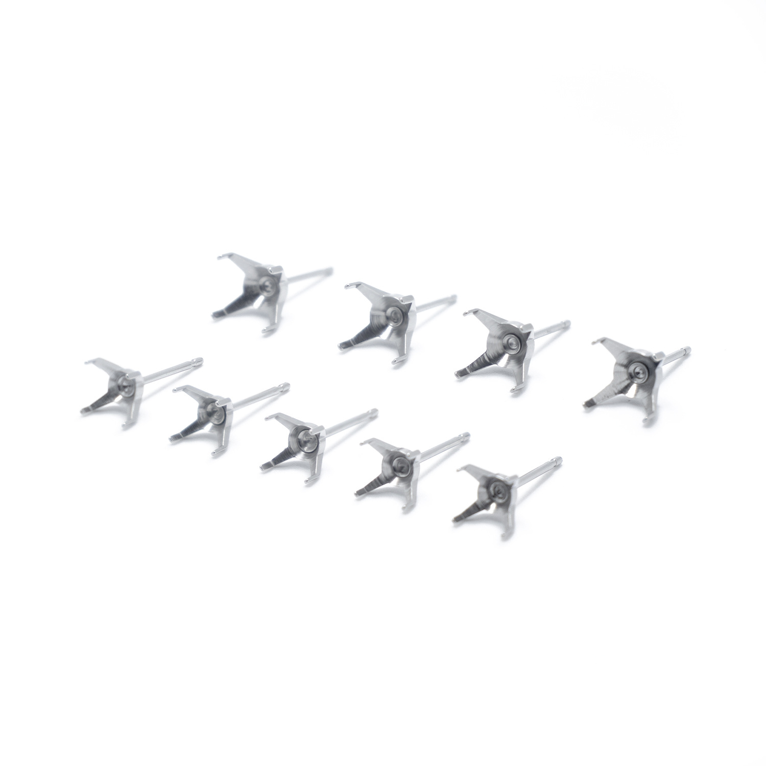 Titanium steel earnail hollow holder straight needle Huazi zircon claw with earnail holder zircon holder DIY ear nail puncture accessories