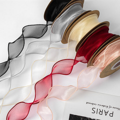 Flower packaging fishtail yarn ribbon diy material gauze ribbon bouquet ribbon floral ribbon wave overlay decorative ribbon