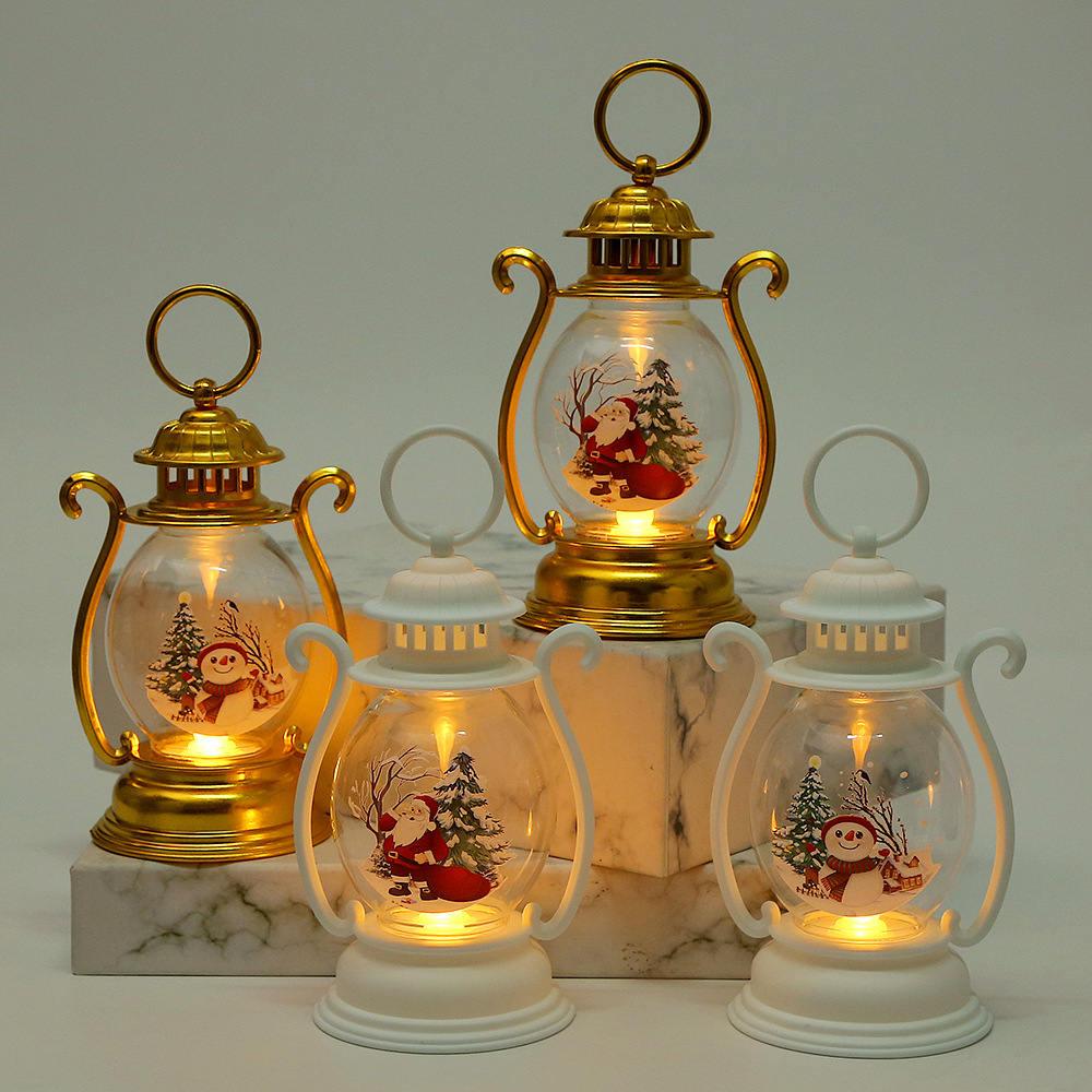 圣诞节装饰品复古手提小油灯LED蜡烛小夜灯跨境圣诞礼品摆件道具详情4