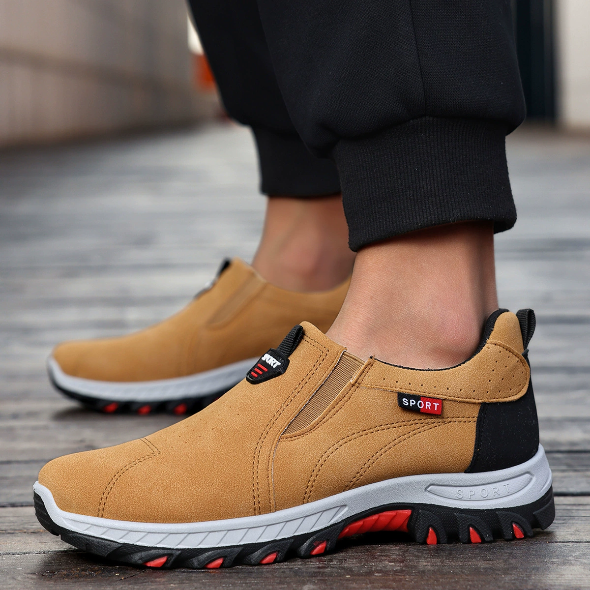 Мужские повседневные кроссовки больших размеров с мягкой подошвой, легкие, без застежек, из замши, для бега, дропшиппинг TEMU