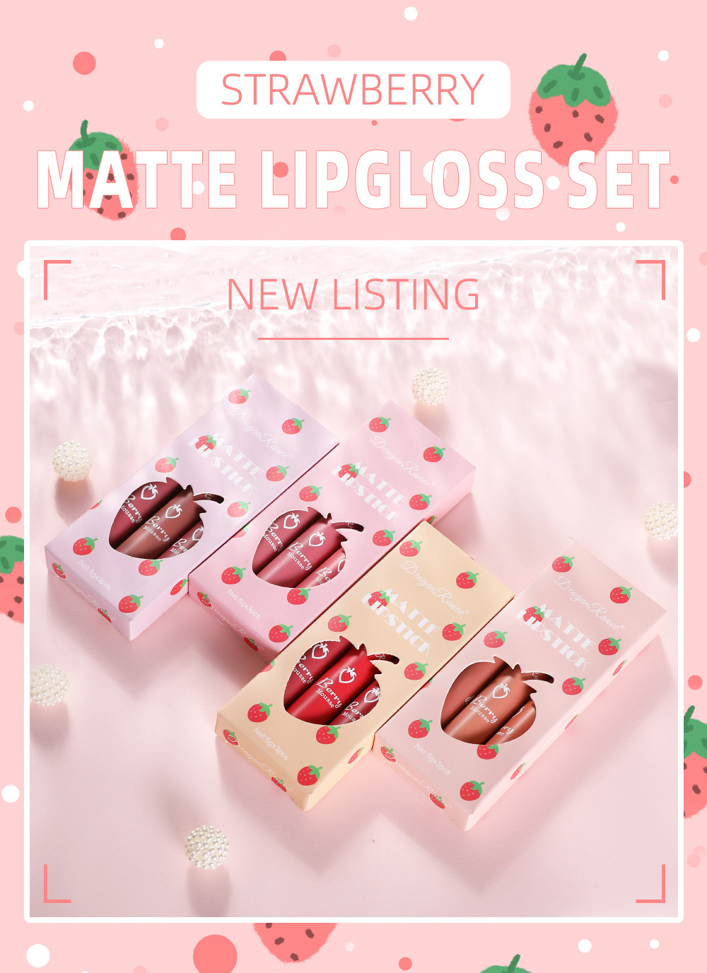 70g Weight Lip Glaze Type Of Cosmetics Lipstick Letter Strawberry Plastic Lip Glaze