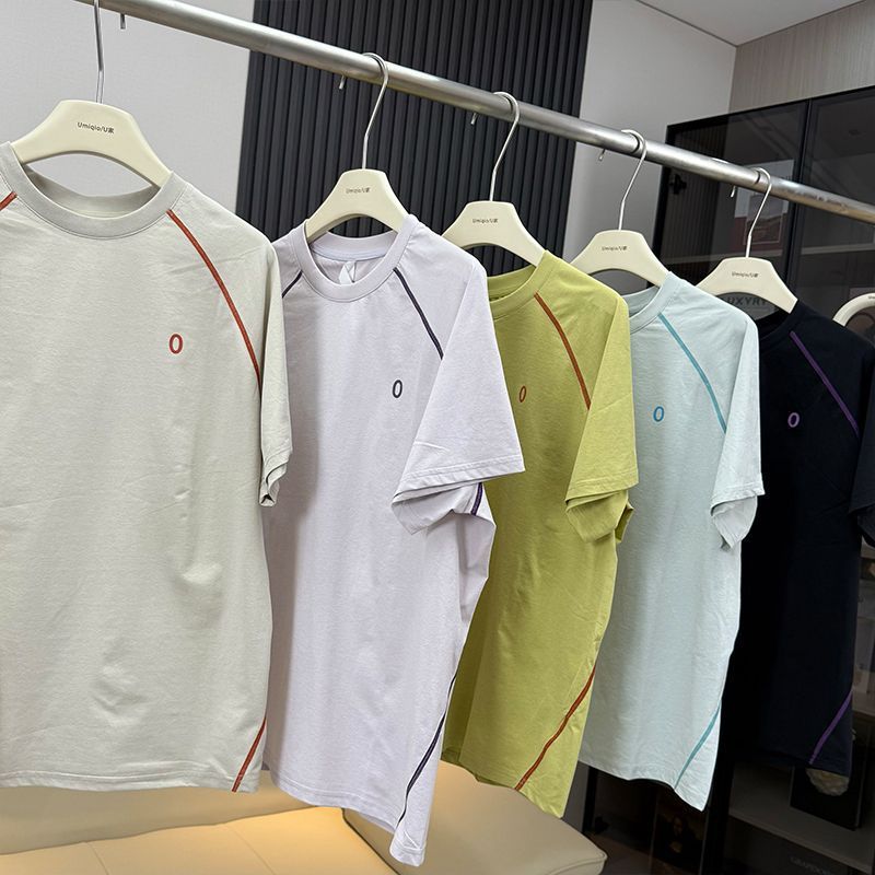 冰蓝色凉感速干短袖男女夏季跑步运动骑行服山系户外情侣休闲T恤|undefined