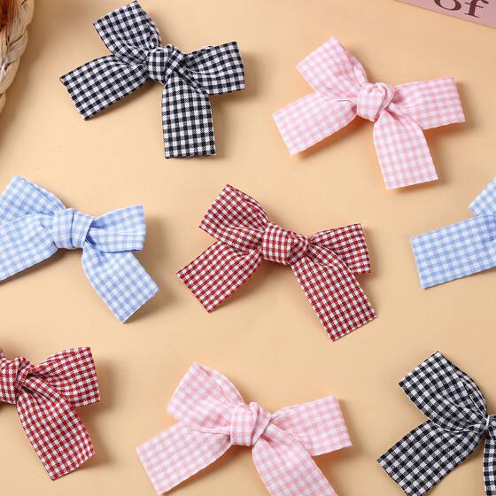 New vintage color checkered bow accessories handmade fabric knot Japanese and Korean style hair accessories gift clothing accessories