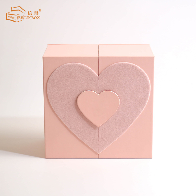 Día de San Valentín de alta gama, caja de embalaje de aceite esencial de fragancia, elevación de doble puerta, caja de regalo de perfume cosmético personalizada