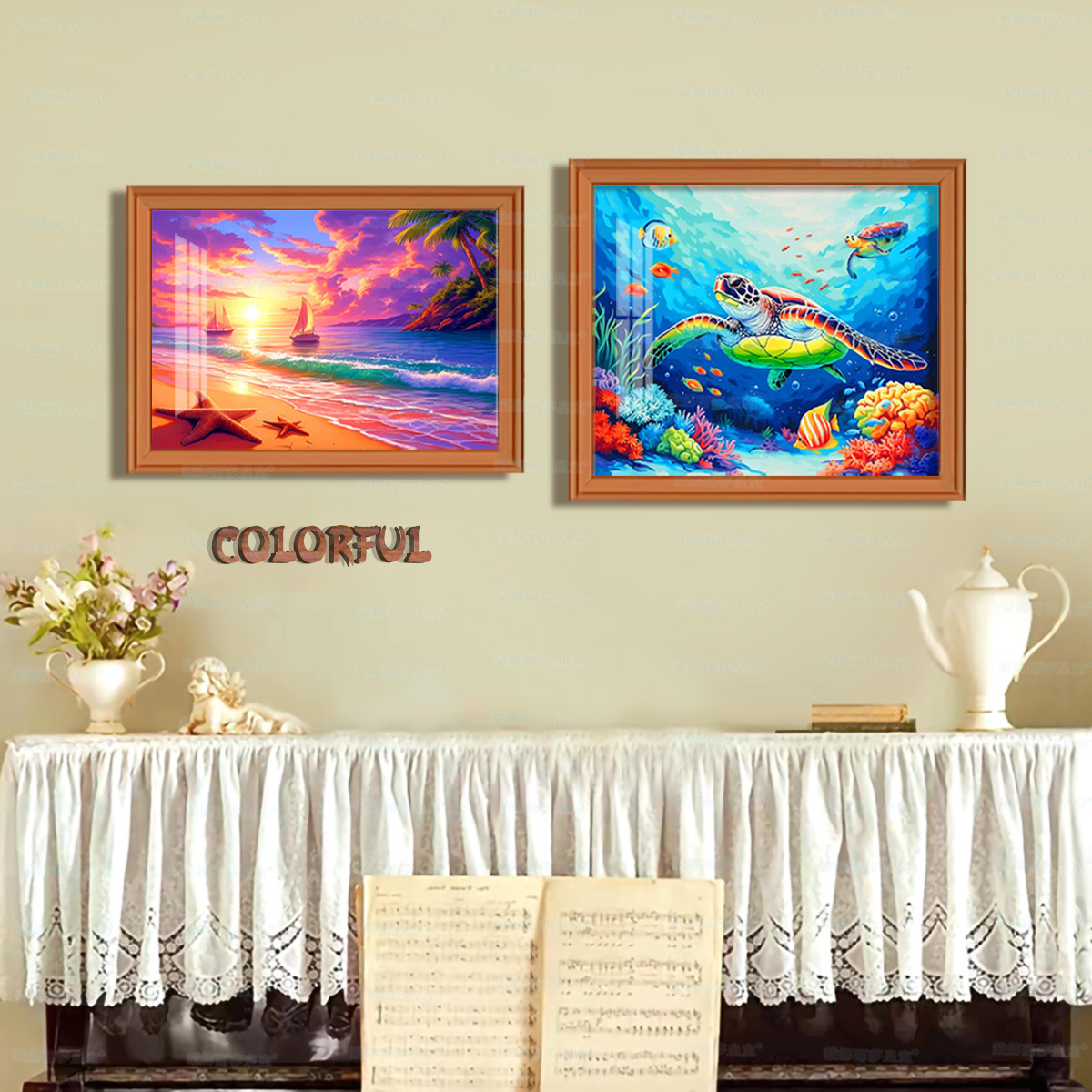 [Algodón importado] Mona Lisa real bordado de cruz hermosa playa mundo bajo el mar doblet bordado de hilo decorativo image 4