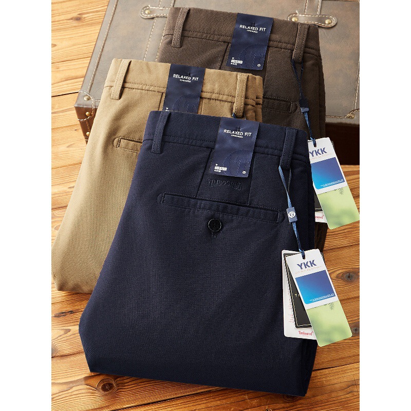[High-end Modal] Autumn and winter thickened elastic twill cotton blend men's straight-leg loose-fit business casual pants