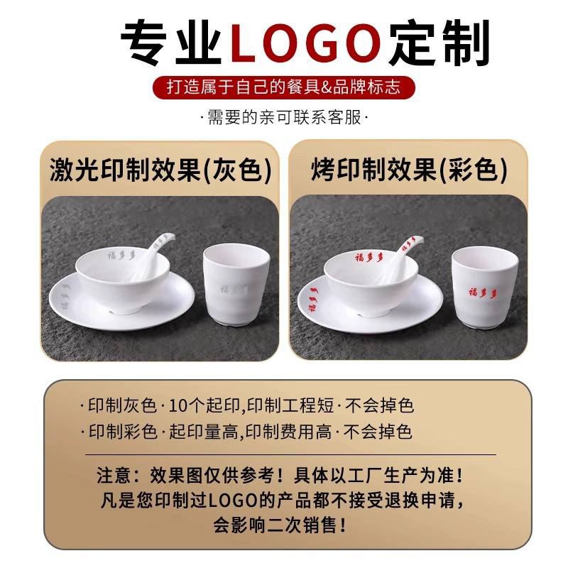 Matte white tableware, plastic set for commercial use, 4 piece set