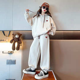 女童秋装套装2025新款女孩秋季时髦卫衣洋气中大童休闲卫裤两件套