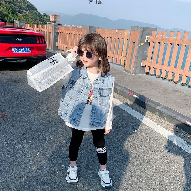 女童牛仔马甲2024春装新款儿童洋气外穿背心马夹小宝宝春秋外套潮