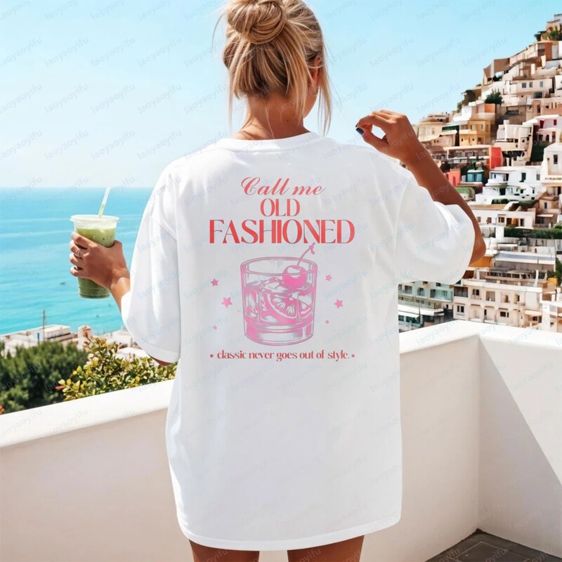 Women's Short-Sleeve Cotton T-Shirt, Cocktail T-Shirt, Call Me Old-Fashioned, Cute Summer Gift for Her Holiday T-Shirt Women's Short-Sleeve Cotton T-Shirt, Cocktail T-Shirt, Call Me Old-Fashioned, Cute Summer Gift for Her Holiday T-Shirt