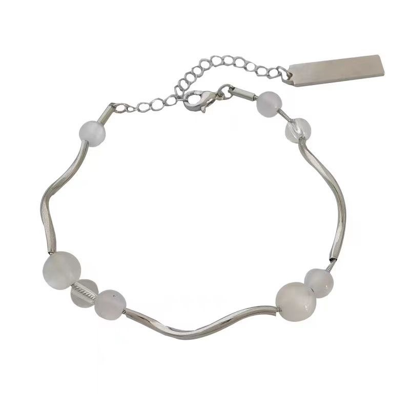 Bracelet minimaliste élégant en perles pierre œil de chat_voghion.com