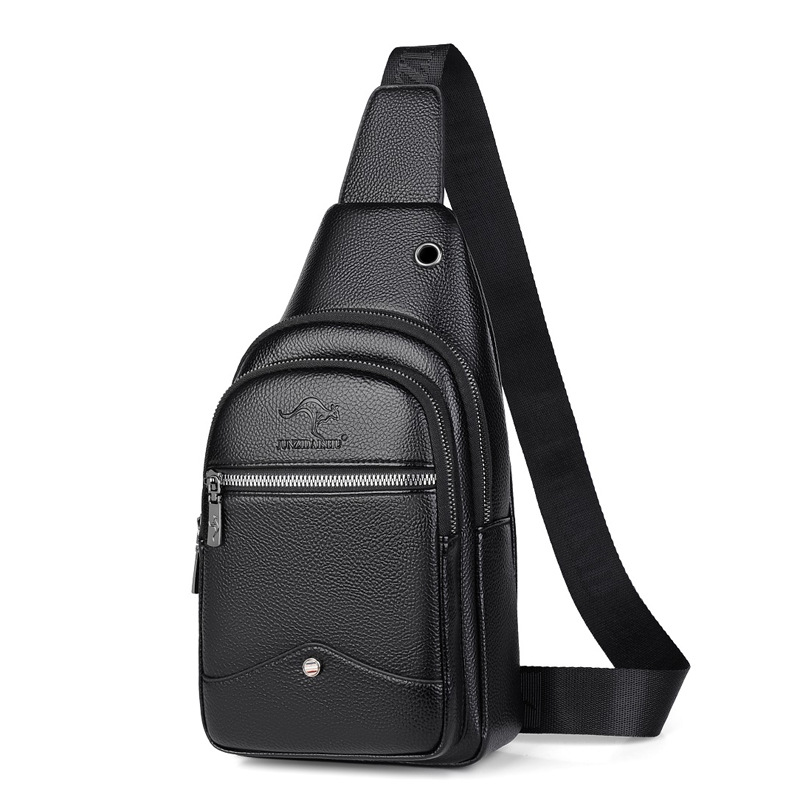 Men's Chest Bag, Korean Style Trendy Leather Bag, Shoulder Bag, Outdoor Leisure Sports Men's Bag, Crossbody Bag, Small Backpack